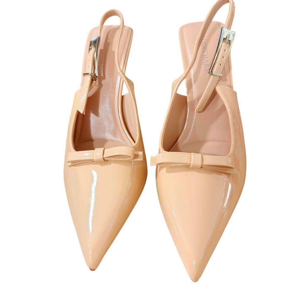 NEW Loopcharm Women's Closed Pointed Toe Slingback Pumps Color Nude Size 7.5